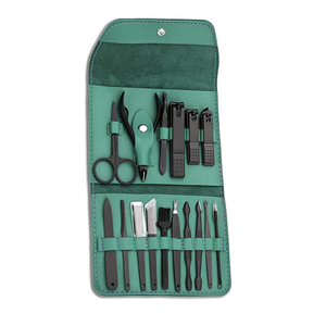 Premium 16 Piece Black Coated 5-in-1 Stainless Steel Professional <b>Nail</b> Clipper Pedicure <b>Kit</b> Durable Blades Customized Packing - Product Image 1