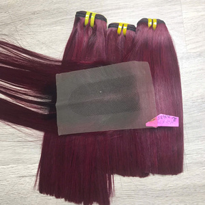 วิกต่อผมแบบคู่สีออมเบอร์กันดีทำจากลูกไม้แบบตรงสำหรับคนบริสุทธิ์จากคนเวียดนาม - Product Image 3