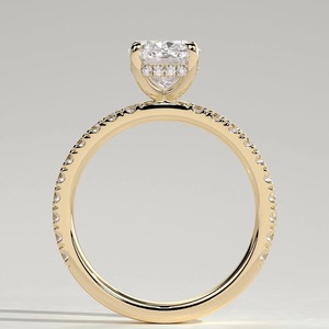 Anillo de compromiso de oro macizo de 14K premium con diamante cultivado en laboratorio, halo y banda pavé, certificado IGI, estilo moderno. - Product Image 4