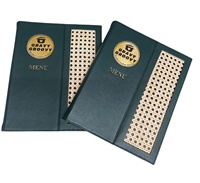Couverture de menu en cuir PU certifié ISO, durable et de qualité supérieure, avec plaque métallique dorée intégrale, logo embossé, design en bambou pour usage en restaurant