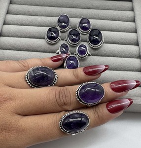 Natural Amethyst Engagement <b>Ring</b> 925 Sterling <b>Silver</b> Plated <b>Adjustable</b> Designer Gemstone <b>Ring</b> Wholesale Manufacturer - Product Image 4