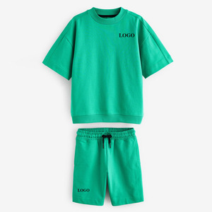 Ensemble décontracté unisexe violet 2 pièces : T-shirt et short de sport couleur unie à manches courtes et col rond – Tenue d'été - Product Image 6