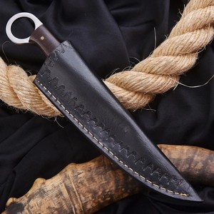 Couteau Skinner à lame fixe en acier Damas de qualité industrielle, pointe tombante, avec trou pour le pouce, manche en Micarta – Fournitures UA - Product Image 5