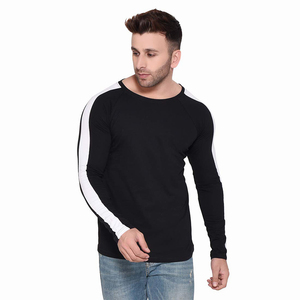T-shirt à manches longues uni personnalisé pour homme, en coton doux, col rond, décontracté, design uni, coupe ajustée - Product Image 1