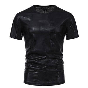 เสื้อยืดผู้ชายลายจระเข้เมทัลลิกเงา ทรงเข้ารูป สำหรับงานปาร์ตี้ ไนท์คลับ ดิสโก้ การแสดงบนเวที แขนสั้น แฟชั่น - Product Image 2
