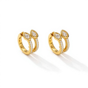 Lab Grown Diamond Huggie Hoop Earrings 14K Gold plated Minimalist Diamond Hoops Dainty Everyday Jewelry Gift for Women - Product Image 1