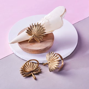 Leaf Shape Napkin <b>Ring</b> Brass 4.5cm Width Durable Wedding Table Decor Modern Design - Product Image 3