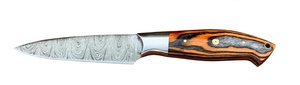 Cuchillo de Cocina Multiusos de Acero de Damasco Forjado a Mano con Mango de Madera Pakka Multitono - Product Image 2