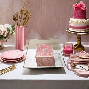 Soporte de pastel con incrustaciones de madera de lujo para fiestas, herramientas económicas para pastel de bodas con parte superior acrílica decorativa para el hogar - Product Image 4