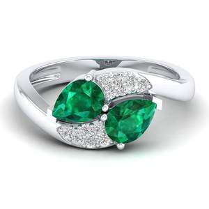 Anillos de compromiso REYES personalizados de plata de ley 925 con moissanita para mujer, joyería artesanal de lujo con esmeralda. - Product Image 1