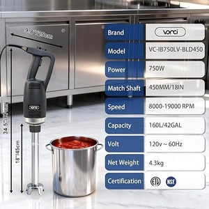 Batidora de Inmersión Comercial, Batidora de Mano con Varilla Desmontable de 18 Pulgadas, Velocidad Variable de 8000-19000 RPM, Cuchilla Afilada de Acero Inoxidable - Product Image 3