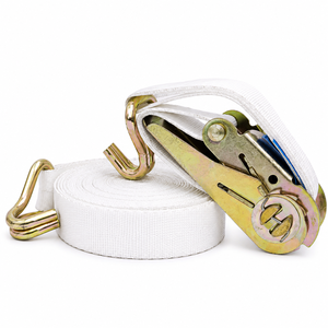 Premium 25mm <b>White</b> Polyester <b>Cargo</b> Lashing Strap Heavy Duty Ratchet Strap Ratchet Tie Down Strap - Product Image 5