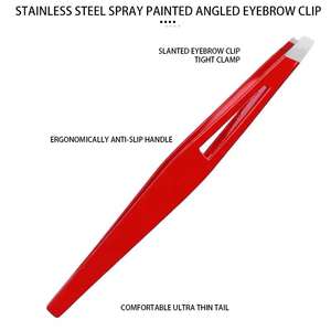 Pince à épiler en acier inoxydable à pointe inclinée pour sourcils, pince à épiler de précision pour l'épilation, pince à épiler professionnelle de beauté, vente en gros OEM - Product Image 5