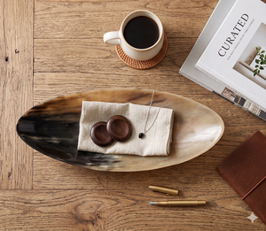 Cuenco de Cuerno de Búfalo Natural Tallado a Mano de Lujo |   Tazón Ecológico de Plástico Orgánico para Ensaladas y Frutas |   Decoración Vintage para el Hogar con Acabado Pulido - Product Image 2