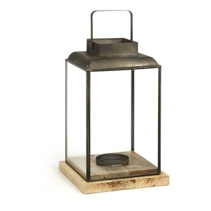 Classic Dynamic Design Square Shape Wood Metal & Glass Candle <b>Lantern</b> Centerpiece for Floor Home & Hotel with <b>Black</b> Finished - Product Image 1