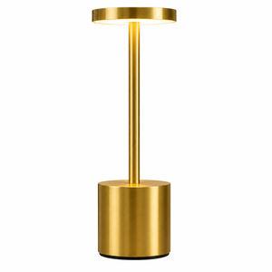 Lámpara de Mesa LED Moderna Dorada |   Lámpara de Escritorio Metálica Inalámbrica Recargable con Control Táctil, 2000mAh, 8 Horas de Duración, Decoración de Lujo para el Hogar y la Oficina - Product Image 1