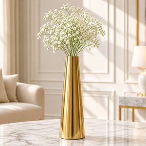 Premium Gold Finish Metal Flower Vase for Home Decor Elegant <b>Tall</b> Tapered Decorative Flower Pot for Living Room <b>Table</b> Centerpiec - Product Image 1