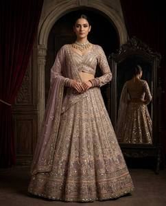 Divyam Creation Lehenga Choli en Faux Georgette Rouge Brodé, Robe Traditionnelle Indienne Longue pour Fête et Mariage, Taille Standard Femme - Product Image 3