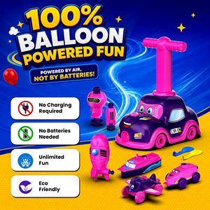 Ensemble de jouets lanceurs de ballons Mirana pour enfants - Pompe à air manuelle - Jeux de course train, avion, bateau et astronaute - Sans écran - Product Image 5