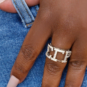 Sigma Gamma Rho <b>Ring</b> Gold Tone Women Greek Letter <b>Ring</b> <b>Statement</b> Jewelry Stylish Fashion Accessory - Product Image 4