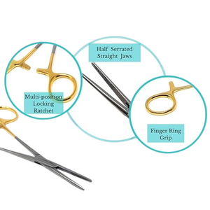 ชุดเครื่องมือหนีบหลอดเลือดแบบใช้มือ คุณภาพสูง ทำจากเหล็กกล้าไร้สนิม พร้อมที่หนีบแบบโค้ง/ตรง ยี่ห้อเคลลี่  พร้อมระบบล็อค - Product Image 4