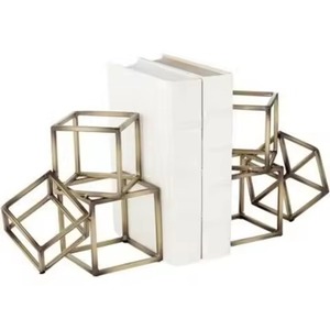 Polished Metal Bookends Strong Book Holder Non Slip Book Stopper <b>Office</b> Desk <b>Shelf</b> Organizer - Product Image 6