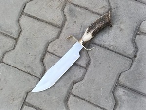 Couteau Bowie artisanal avec manche en corne, lame en acier inoxydable, couteau de chasse à pointe tombante - Product Image 1