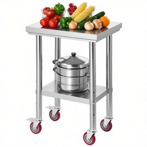 Elegante Tavolo da Lavoro in Metallo Regolabile in Altezza con Ripiano per Cucina Commerciale 1X Fabbricazione in Acciaio - Product Image 2