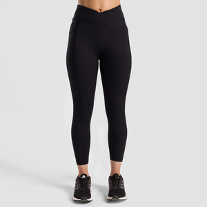 Leggings de gymnastique unisexe en spandex de haute qualité avec logo personnalisé porte-poche extensible et respirant avec cordon de serrage taille haute - Product Image 4