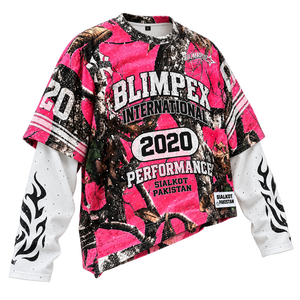Wholesale Custom Unisex Layered Graffiti Streetwear Jersey Oversized Long Sleeve Graphic <b>Shirt</b> OEM Private Label - Product Image 2