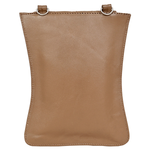 Pochette bandoulière minimaliste en cuir véritable pour femme, avec fentes pour cartes, couleur beige, fermeture magnétique réglable, tendance - Product Image 5