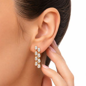 Luxury Women's 18K Gold Plated Moissanite Pear Cut Drop <b>Earrings</b> Wedding Jewelry Claw Setting Water Drop Style - Product Image 5