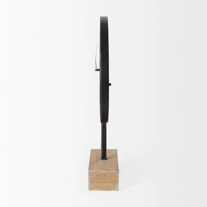 Minimalist Metal Desk <b>Clock</b> With Roman Numerals And Wooden Base Silent Quartz Movement For Office Or Home Decor From India - Product Image 3