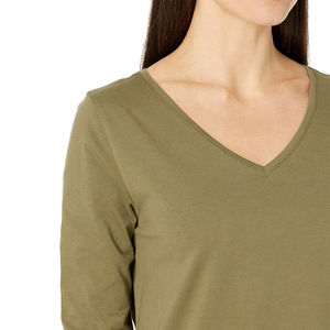 Camisetas Ecológicas de Alta Calidad para Mujer, Hechas a Medida, Diseño Serigrafiado, Cuello en V, Manga Corta, 100% Algodón, Verano, Secado Rápido - Product Image 3