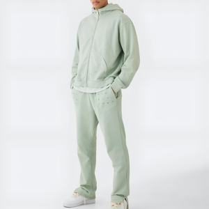 Ensemble de survêtement homme délavé à l'acide de qualité supérieure, en tissu respirant, pour le sport et le jogging, avec sweat à capuche zippé et pantalon, grandes tailles, streetwear, vente en gros OEM - Product Image 6