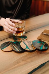 Premium Handmade Wooden And Resin <b>Coasters</b> <b>Set</b> With Elegant Natural Grain Design For Home And Table Decoration - Product Image 3