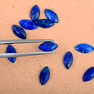 Nuevas piedras sueltas de lapislázuli con corte marquesa de proveedor indio 2026, mineral azul pulido en forma de cabujón para fabricación de joyas - Product Image 3