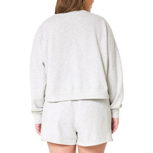 Shorts de sport pour femme, taille haute, 100% coton lavé, en molleton, nouveau design, grande taille, avec poches décoratives, pour la gym et la course à pied - Product Image 2