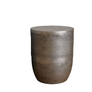 Mesa Auxiliar Moderna de Metal Ancha, Color Plata Antigua, Forma de Tambor, Completamente Ensamblada, Mueble para el Hogar en Oferta - Product Image 2