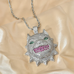 Hip Hop Little Monster Sweater <b>Chain</b> Pendant <b>Iced</b> <b>Out</b> Cubic Zirconia Sparkling Bling Jewelry Charm Necklace Gift For Men Women - Product Image 3