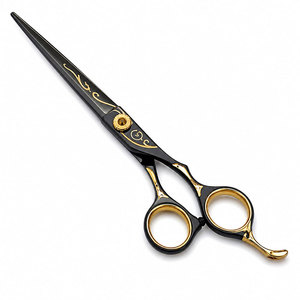 Ciseaux de coiffure professionnels pour droitiers, lames en acier inoxydable, manche en céramique, 32 dents, utilisation en salon, accent doré - Product Image 2
