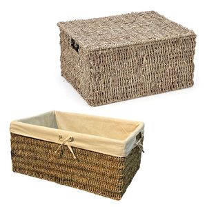 PHU HAO Premium Eco-Friendly Wicker SEAGRASS Storage <b>Basket</b> with Metal Frame Laundry <b>Hamper</b> and Household Organizer - Product Image 1