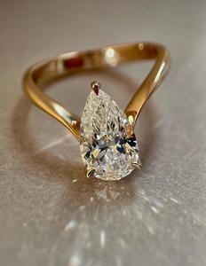 IGI/GIA Lab cultivé Vintage 14k or blanc mariage/fiançailles unisexe bague coupe diamant anniversaire fête cadeau avec diamant taille poire - Product Image 2