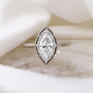 IGI Lab Grown Brilliant Cut Diamond Vintage 14K Amarillo Hecho a mano Bar Ajuste Boda/Compromiso Unisex Anillos de oro blanco fino - Product Image 1