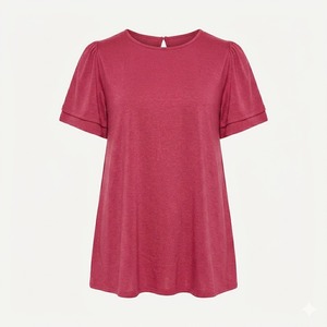 T-shirt rose personnalisé pour femme, coupe ample, séchage rapide, respirant, en polyester, haute qualité, couleur unie, idéal pour l'été. - Product Image 1