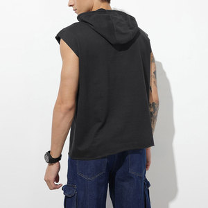 Hoodie sans manches coupe classique 100% coton zippé respirant séchage rapide décontracté confortable pour homme - Product Image 2