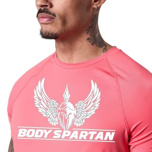 Camiseta con estampado gráfico rosa coral para hombre, cuello redondo, manga corta, atlética, para gimnasio, entrenamiento, ropa deportiva informal, ropa deportiva - Product Image 6