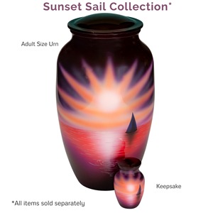 Urna Funeraria Estilo Americano Sunset Sail, Urna Blanca con Capacidad de 200 Pulgadas Cúbicas, Diseño Conmemorativo con Atardecer de Sol sobre Agua - Product Image 4
