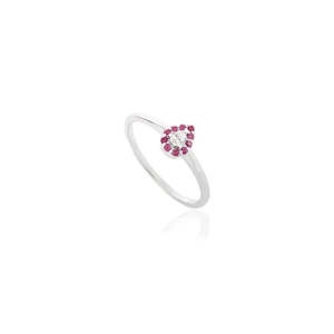 14K Pave Set Halo Ruby Diamond Promise Ring for Women - Product Image 3