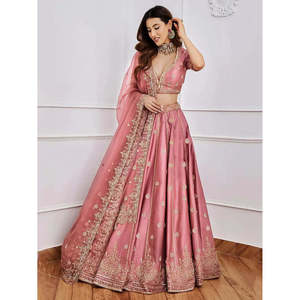 Pink <b>Sequins</b> Art Silk Designer Lehenga Choli Set with Dupatta - Product Image 6